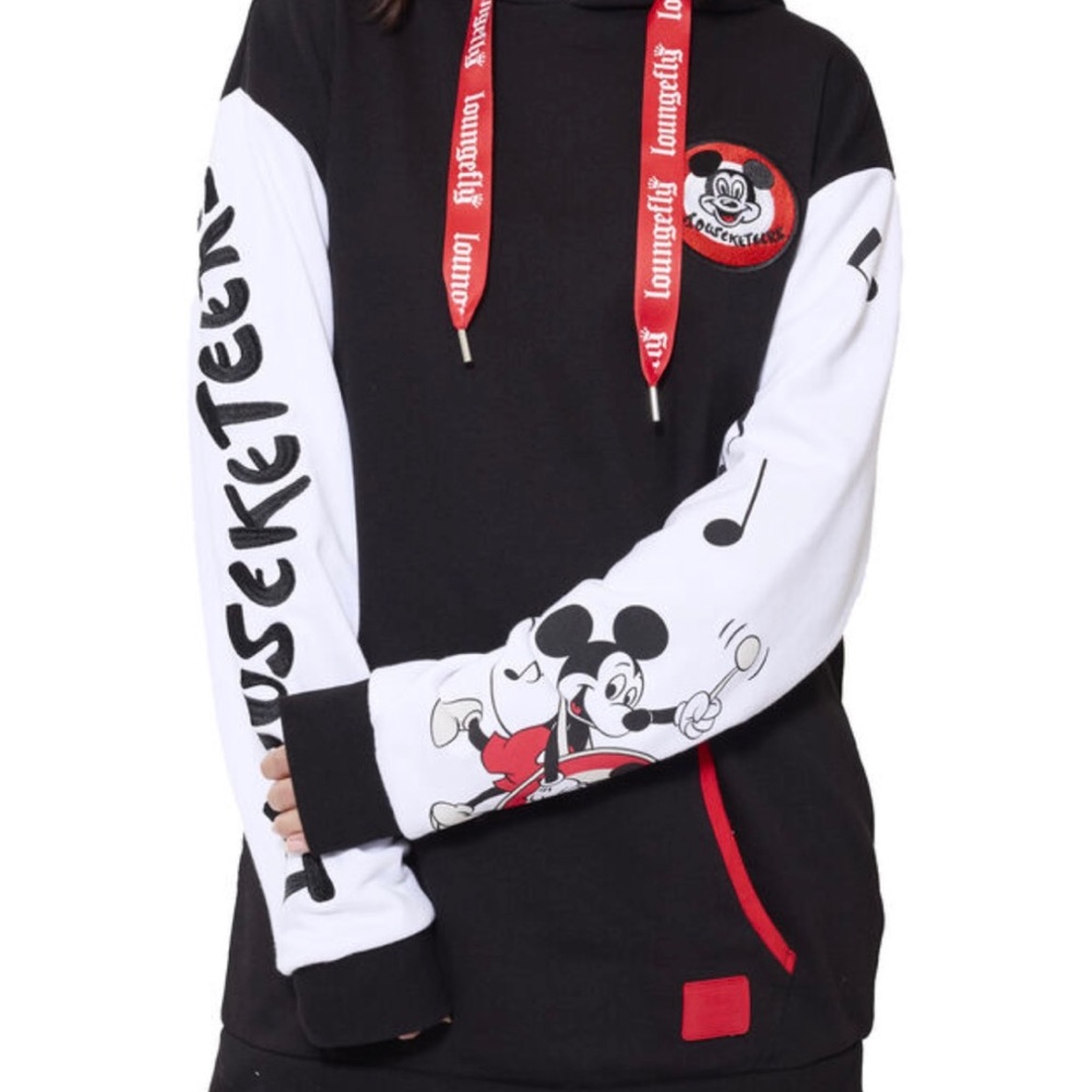 Disney Mickey hoodie by Loungefly size extra-large colors, red, black, and white